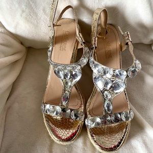 Catherine Malandrino Gold Jeweline Wedges